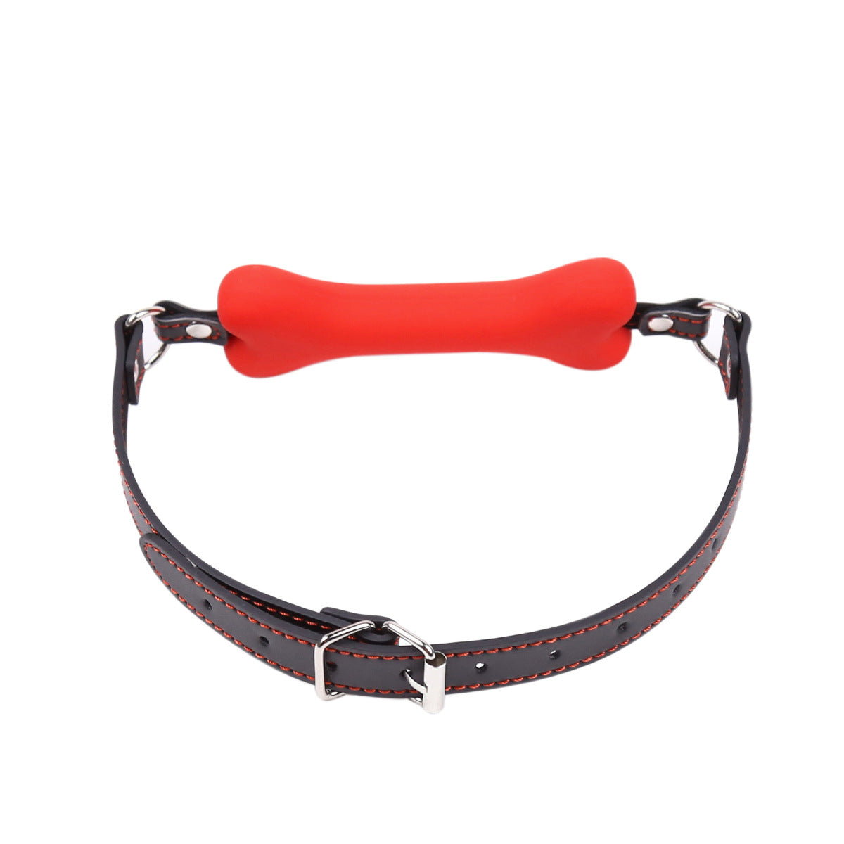 Silicone Bone SM Mouth Gag - Red - Buckle - image 5