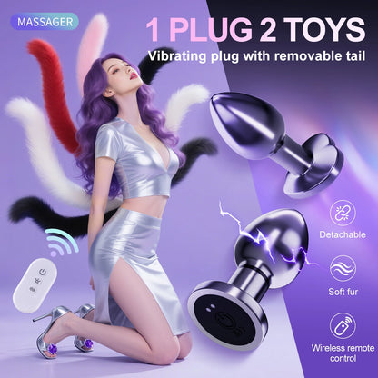 15.7'' Electro-Vibrating Fox Tail Butt Plug - image 5