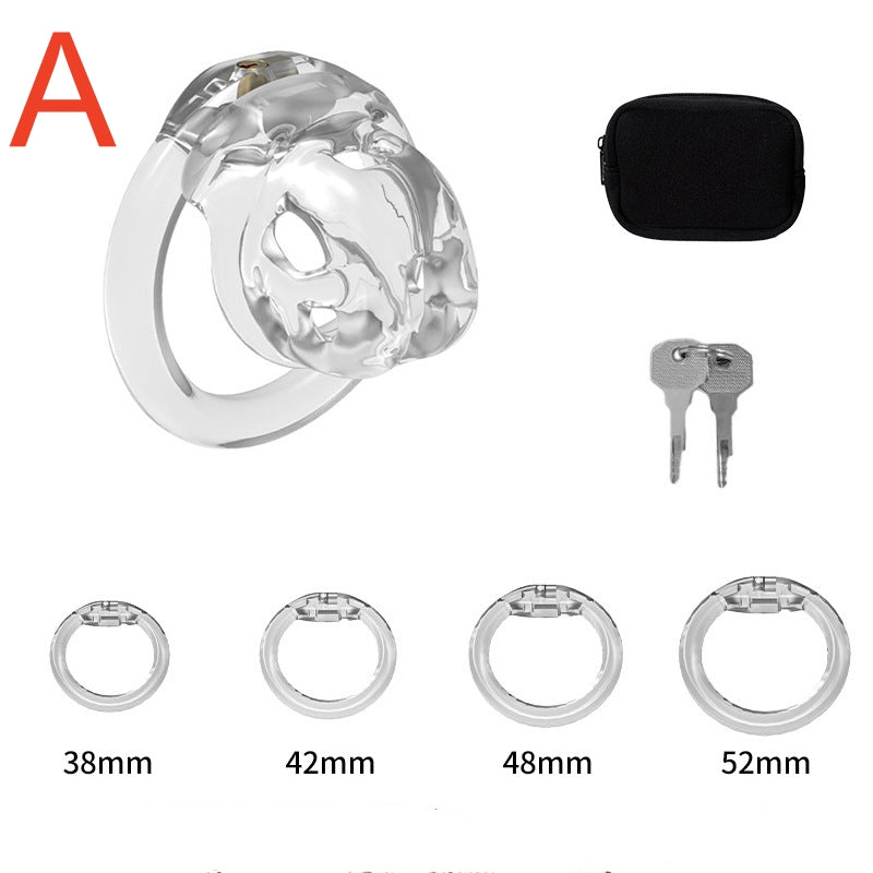 Adjustable ABS Chastity Cage – Lightweight & Discreet Lock for Long-Term Wear - A - Transparent - image 5