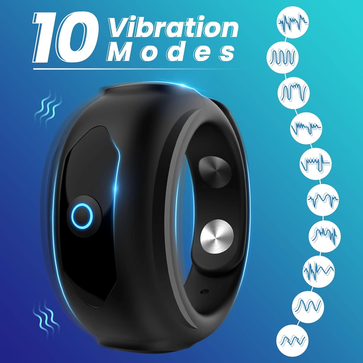 Electric Cock Ring (Delay 10 Vibration Modes+Clitoris Stimulation) - image 10