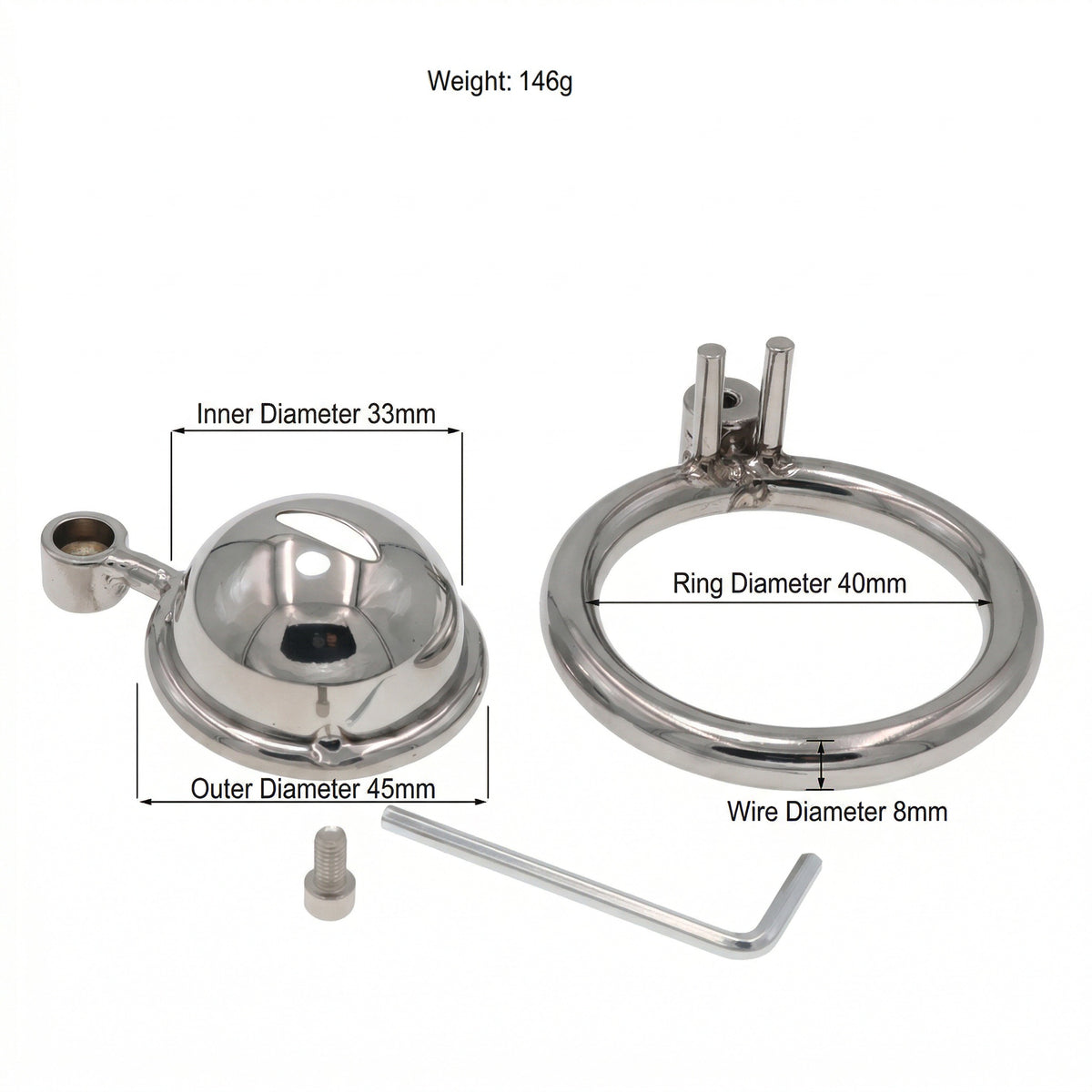 Men's Adjustable Stainless Steel Chastity Cage - 40mm - image 2