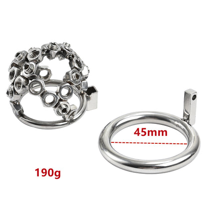 Chained Sissy Metal Welded Circles Chastity Cage - image 3