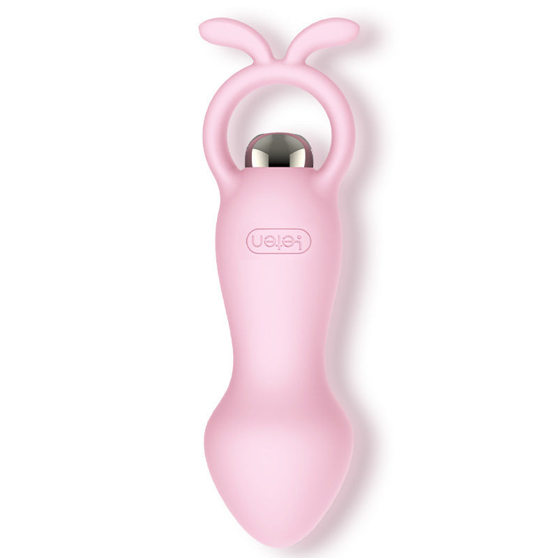 Vibrating Cute Pink Silicone Butt Plug with Finger Loop - C - image 1