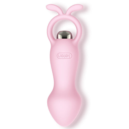 Vibrating Cute Pink Silicone Butt Plug with Finger Loop - C - image 1