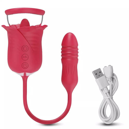 Womens Rose Toy With 10 Tail Thrusting Modes - Red - image 4