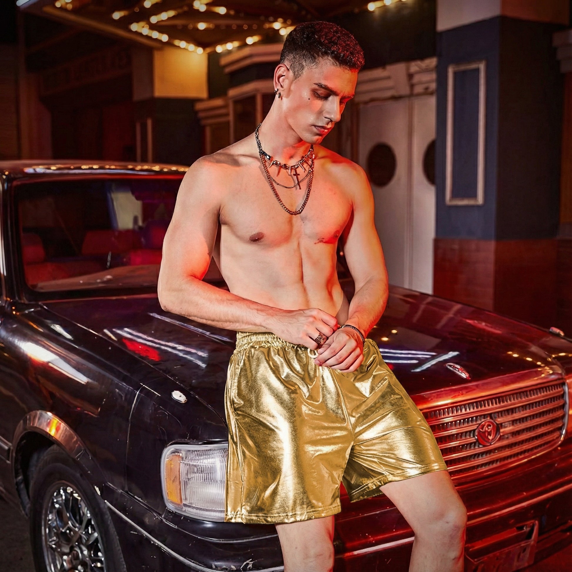 Mens Sexy Shorts Metallic Shiny Short Pants - image 7