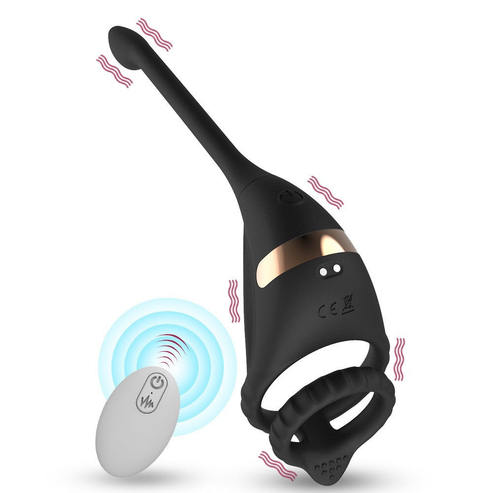 Vibrating Cock Ring Taint Stimulator with Remote Control - Black - image 0