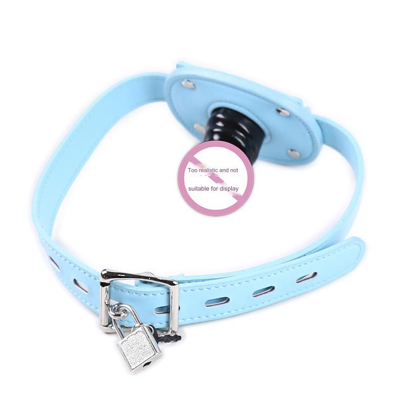 Penis Dildo Mouth Gag - Blue - S - image 2