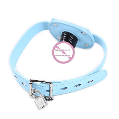 Penis Dildo Mouth Gag - Blue - S - image 2