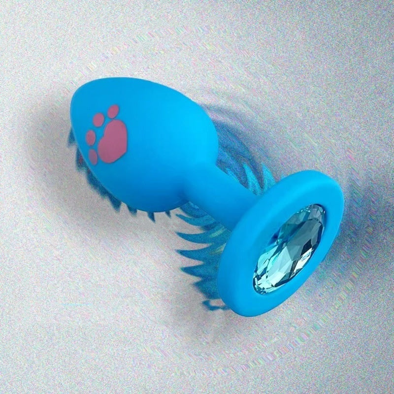 Cat Paws Fluffy Anal Butt Plug - Blue&Gem - image 12