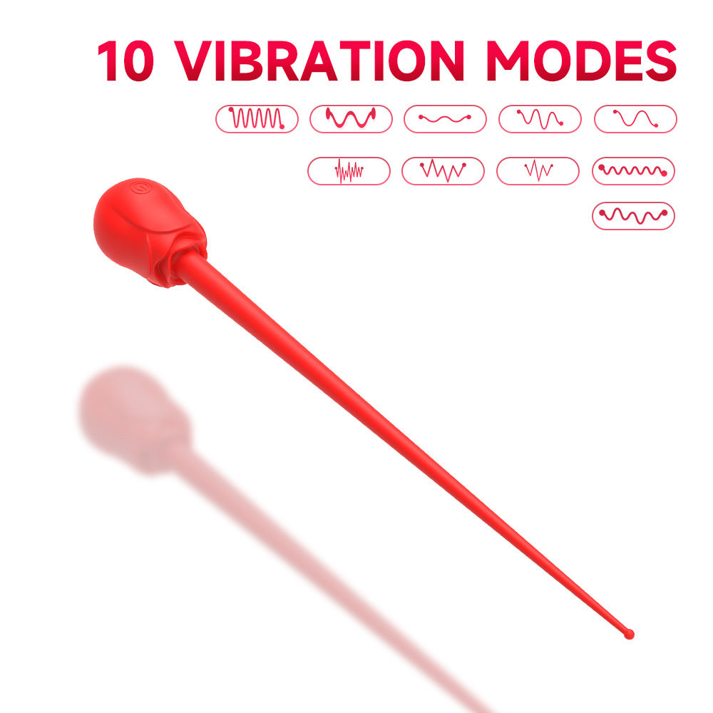9.17" Silicone Rosebud Vibrating Urethral Wand - image 4