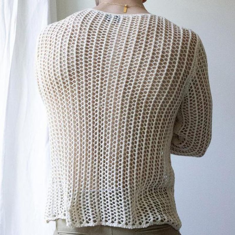 Mens Fishnet Transparent Long Sleeve T Shirt - image 2