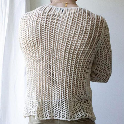 Mens Fishnet Transparent Long Sleeve T Shirt - image 2