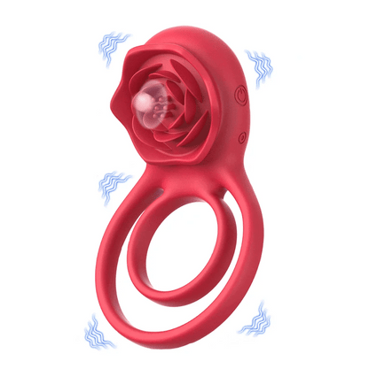 Remote Control Vibrating Cock Ring with Rose Clitoral Stimulator - image 0
