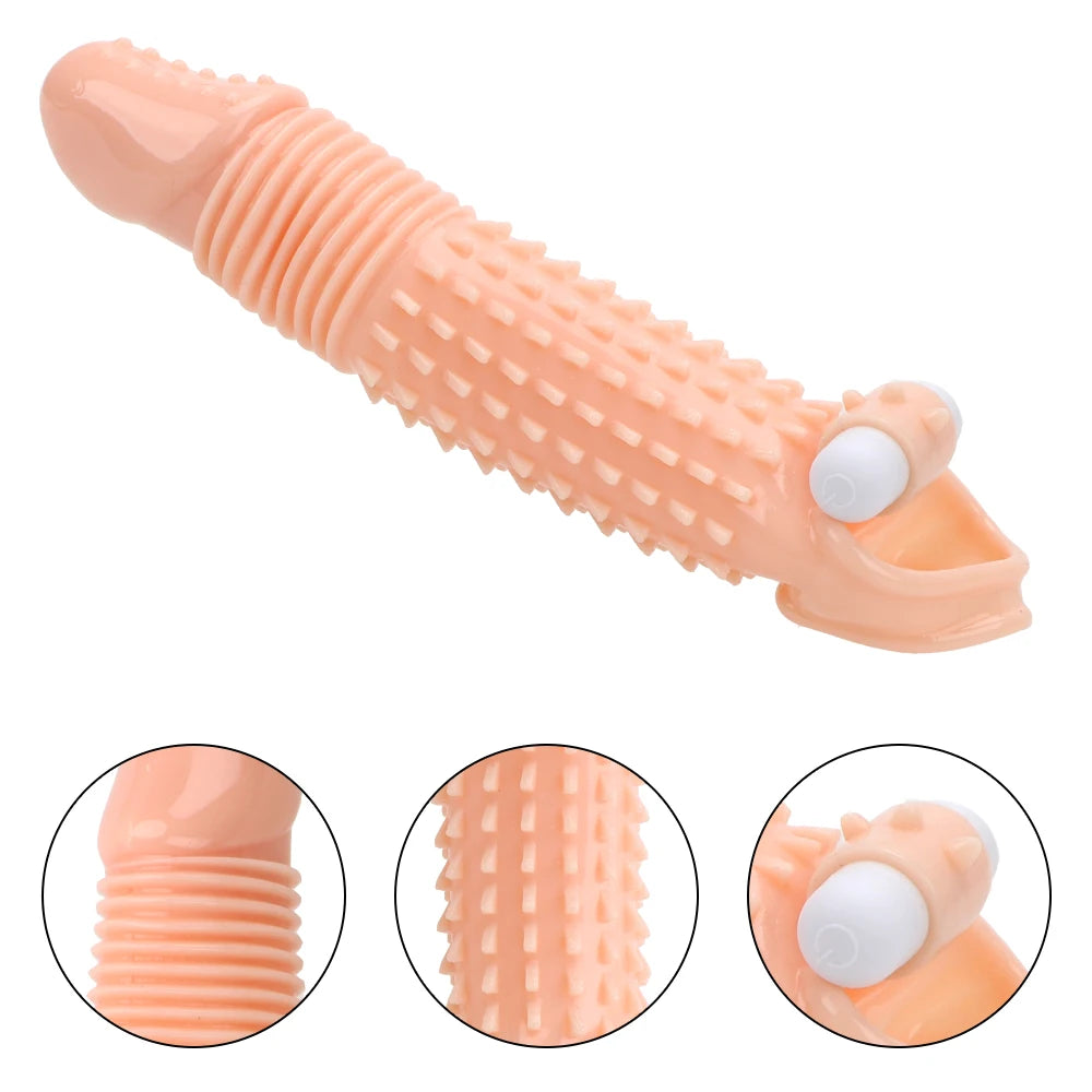 Vibrating Cock Sleeve Penis Enlargement Extender  - A - image 5