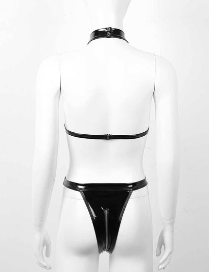 Sultry Wet-Look Patent Leather Bodysuit - image 6