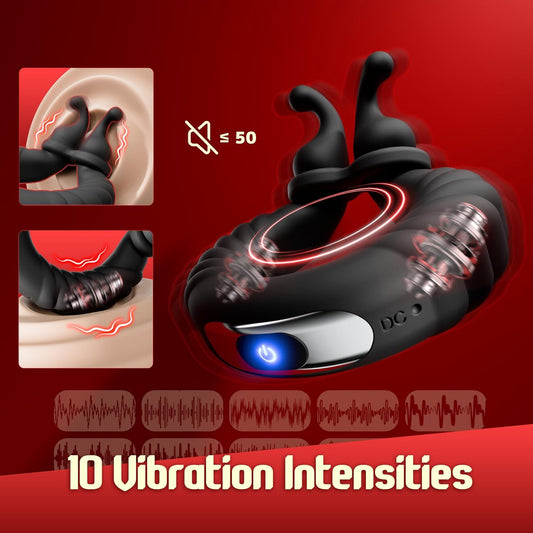 10 Vibrating Patterns Cock Ring with G Spot Clitoris Vibrator - image 1