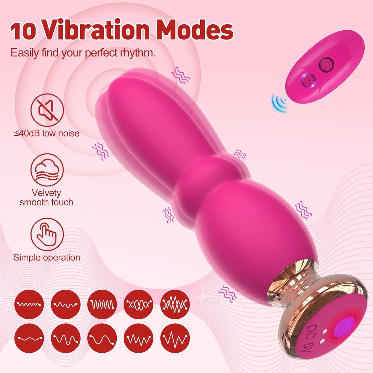 Small Waist G-Spot Vibrator - 10 Modes Waterproof & Remote Control - image 6