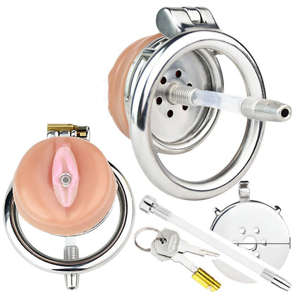 Sissy Chastity Cage with Virginal Pad & Urethral Tube - image 0