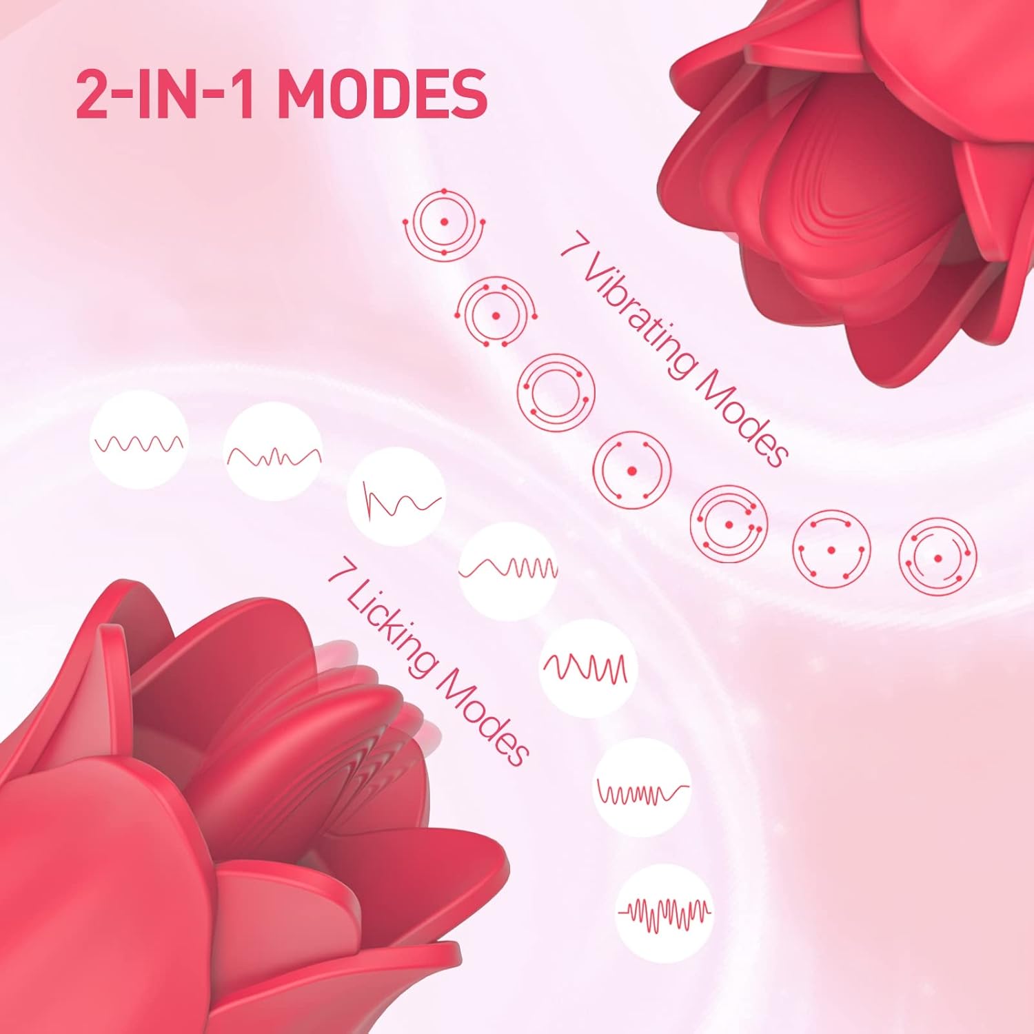 2-in-1 Rose Toy – Clitoral Licking & Vibration  Waterproof & Quiet - image 1