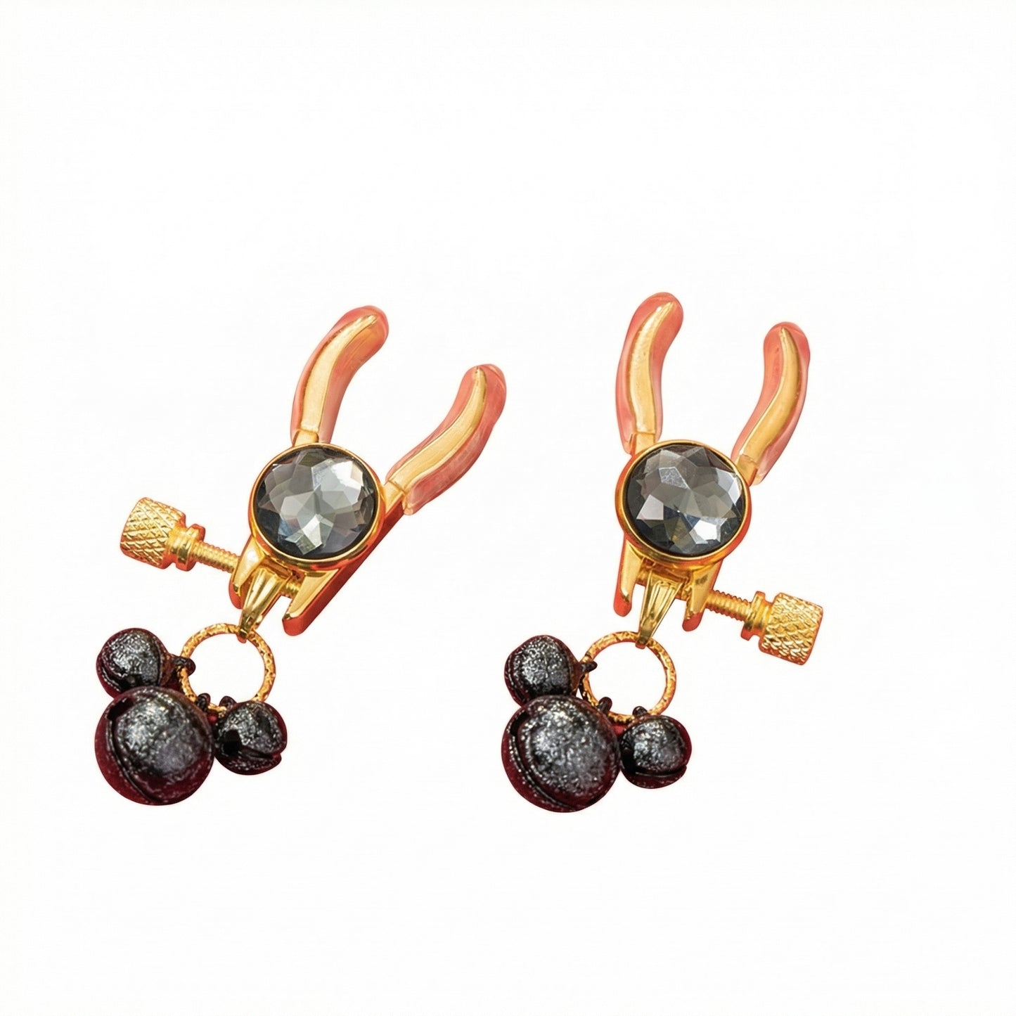 Bells Nipple Clamps Clips Rhinestone - Black - image 5