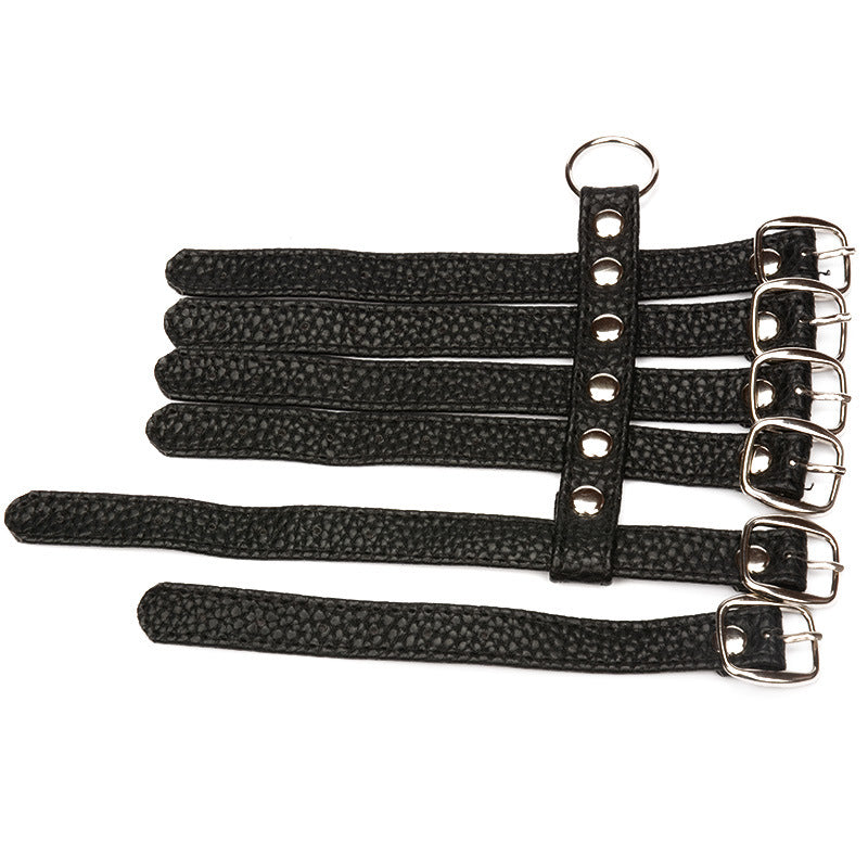 Six-Ring Pu Leather Cock Cage - image 3