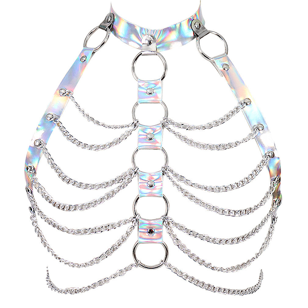 Laser-Cut Body Chain Harness - Silver - image 4