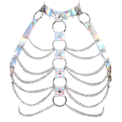 Laser-Cut Body Chain Harness - Silver - image 4