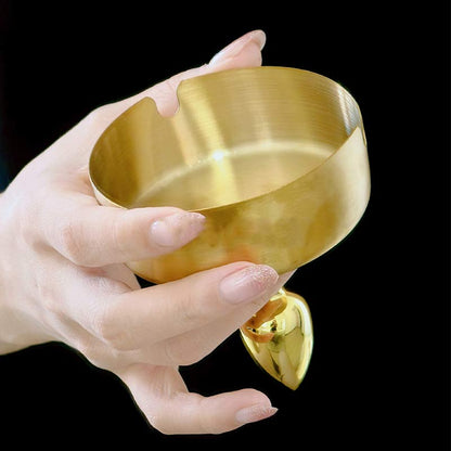 Casino Inferno Butt Plug - Gold Vertical Ashtray - 3.2 cm - image 0