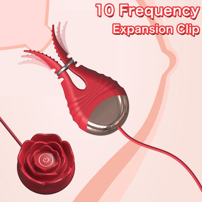 Rose Vibrating Nipple Clips - image 1