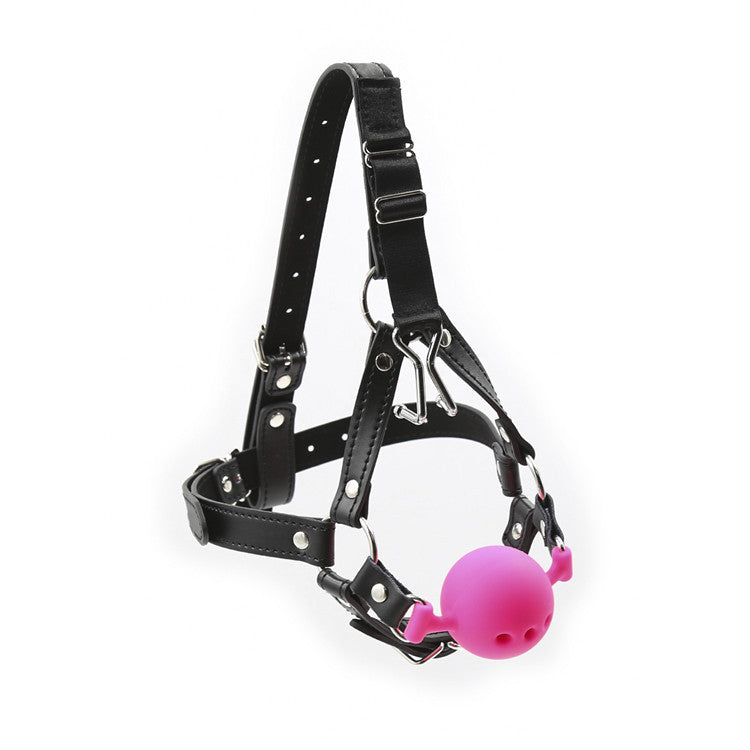 Adjustable Breathable Silicone Ball Gag with Nose Hook – 3 Sizes for Ultimate BDSM Control - Pink - L - image 6