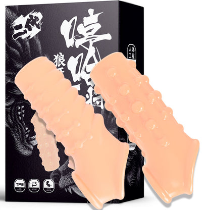 Penis Sleeve Penis Enlargement Granule Clitoris Stimulate  - Beige - image 4