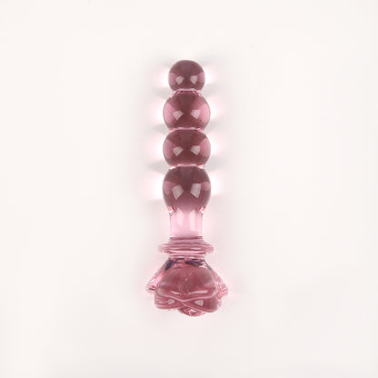 Pink Rose Glass Dildo - A - image 3