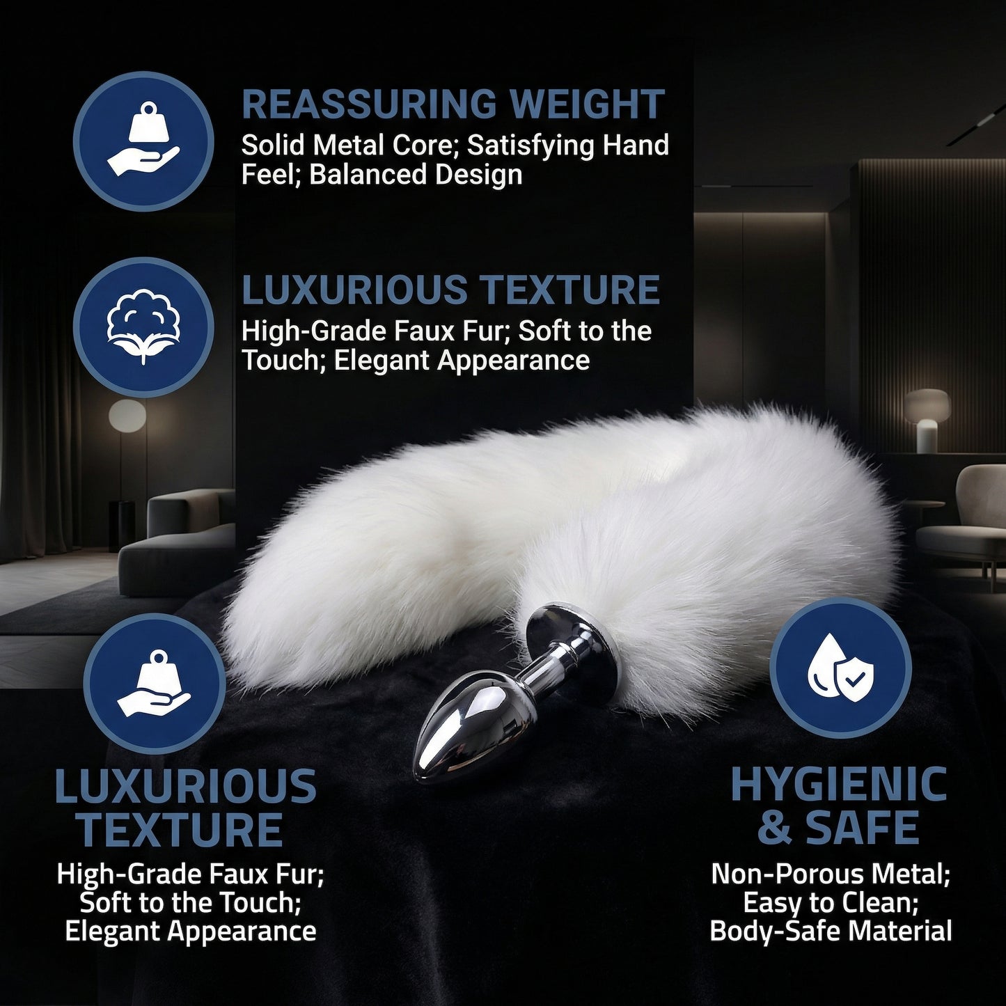 White Fox Tail Butt Plug • 18.1 Inch Tail - image 3