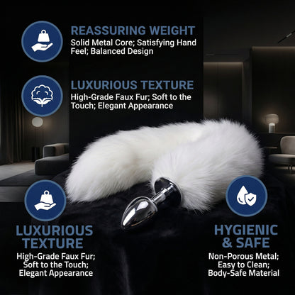White Fox Tail Butt Plug • 18.1 Inch Tail - image 3