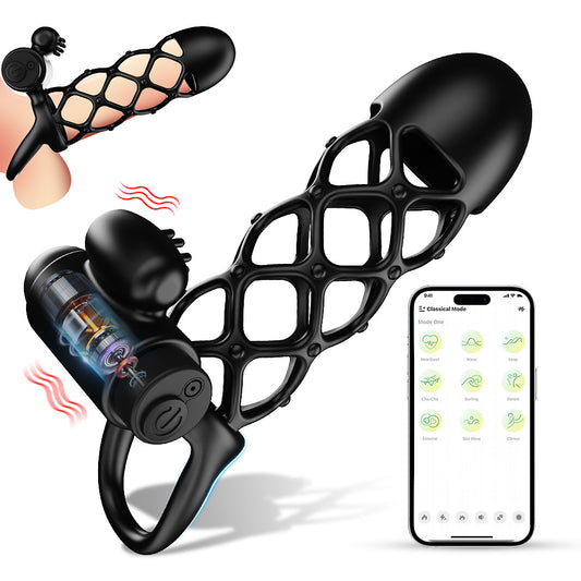 5'' Adjustable 10-Mode Vibrating Penis Sleeve - Black - image 6