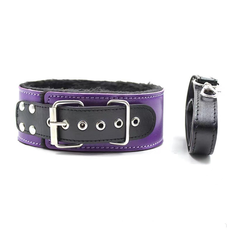 Bdsm Leather Plush Bondage Kit With Flogger Blindfold Wrist Ankle Restraints - image 0
