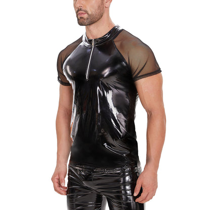 Men's Wet-look Shiny Leather T-shirt - image 3
