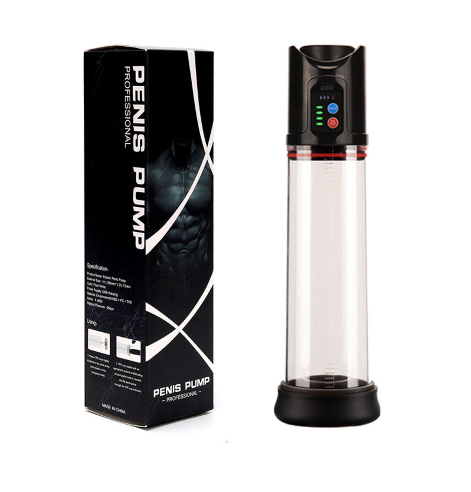 USB Rechargeable Penis Pump Masturbator Stroker - Black - image 0