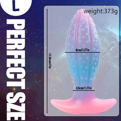 Glowing Oval Beads Anal Plug - Pink & Blue - L - image 2