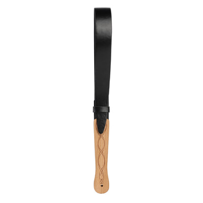 Genuine Leather Strap/Paddle Wood Handle Belt Paddle -Storage Bag Included-16.1x1.4inch,Black - image 2