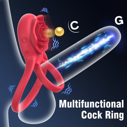Remote Control Vibrating Cock Ring with Rose Clitoral Stimulator - image 3