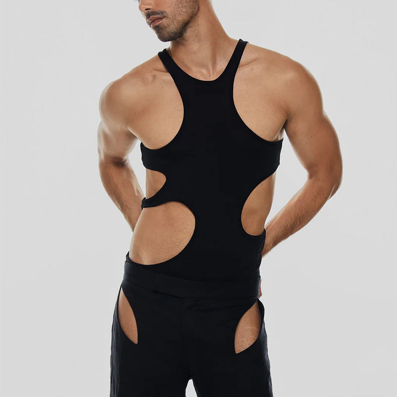 Men's Sexy and Fun Lingerie Vest T-Shirt Clubwear - Black - XXL - image 5