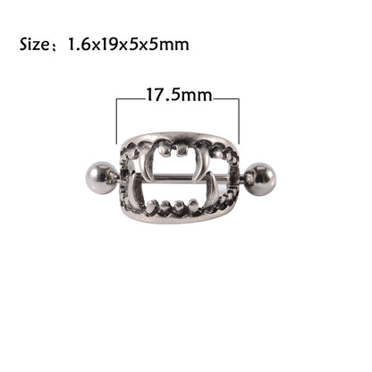 Beast Mouth Fang Nipple Piercing Jewelry Ring - silver - extra - image 4