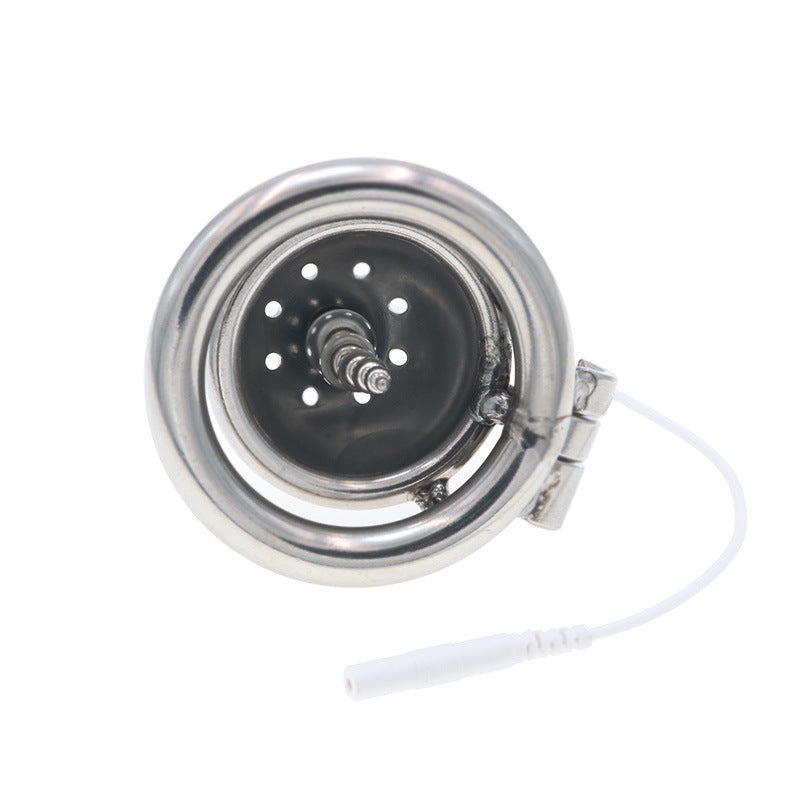 Stainless Steel Locking Chastity Cage with Urethral Tube (40mm–50mm Rings) - image 5