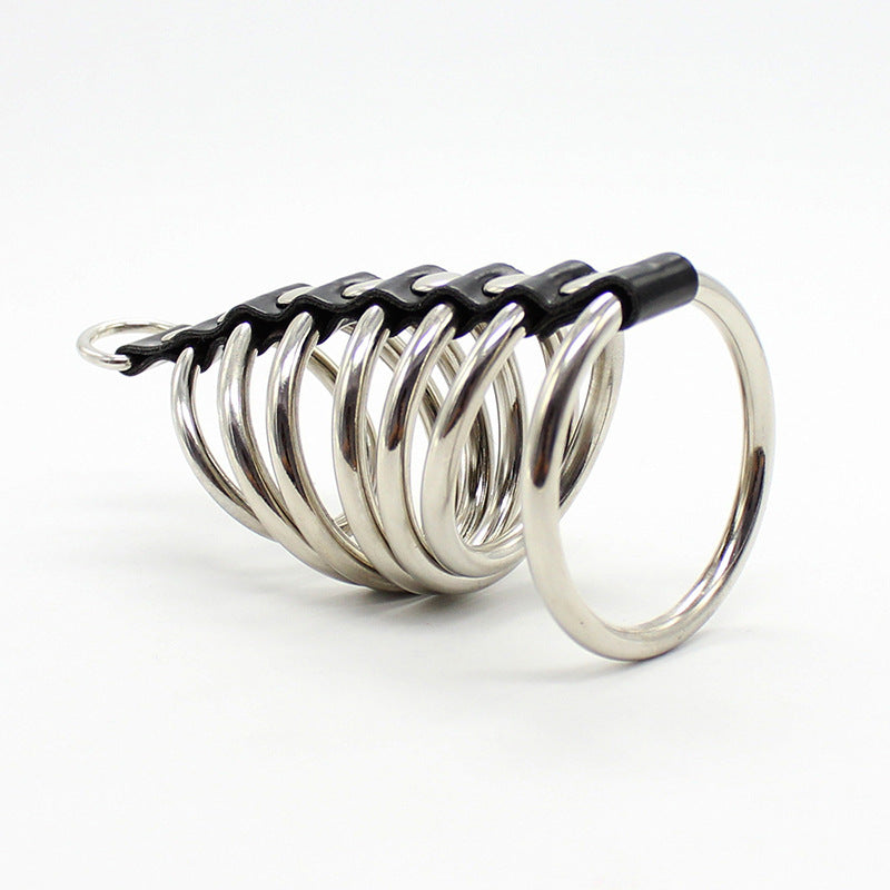 Leatherette 7 Gates Of Hell Chastity Cock Cage - Silver - image 2
