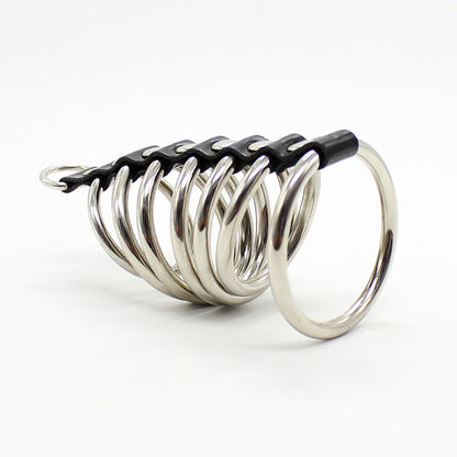Leatherette 7 Gates Of Hell Chastity Cock Cage - Silver - image 2