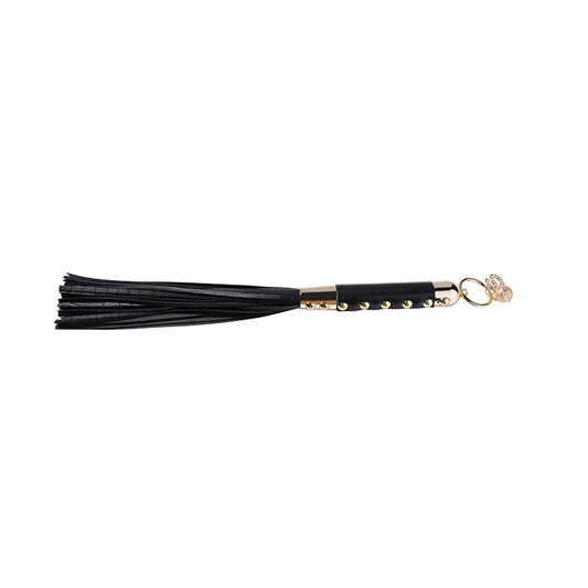 Noir Bell Leather & Metal Fringe Whip - image 0