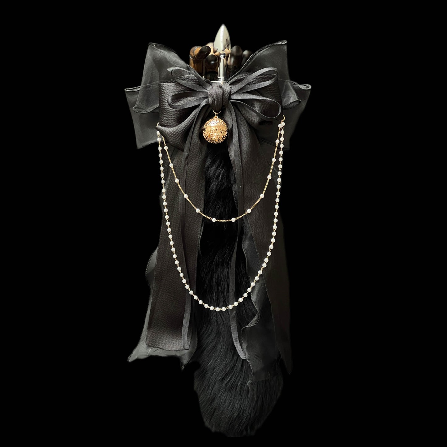 Luxury Fox Tail Plug Set – 15.7" Plush Tail With Pearl Chain & Interchangeable Plug Heads - image 4