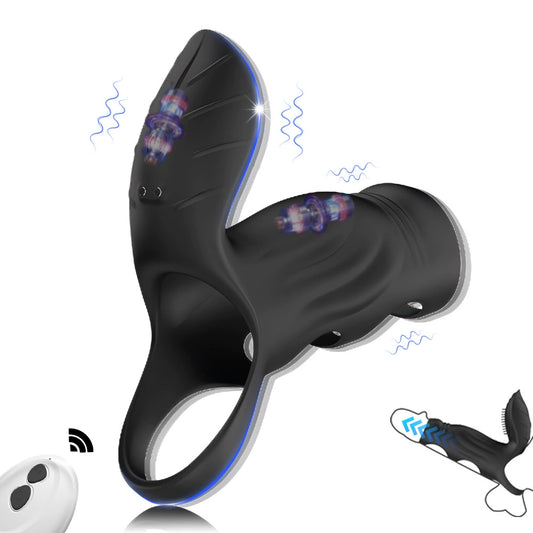 2 in 1 Silicone Vibrating Penis Sleeve Enhances Girth - Black - image 0